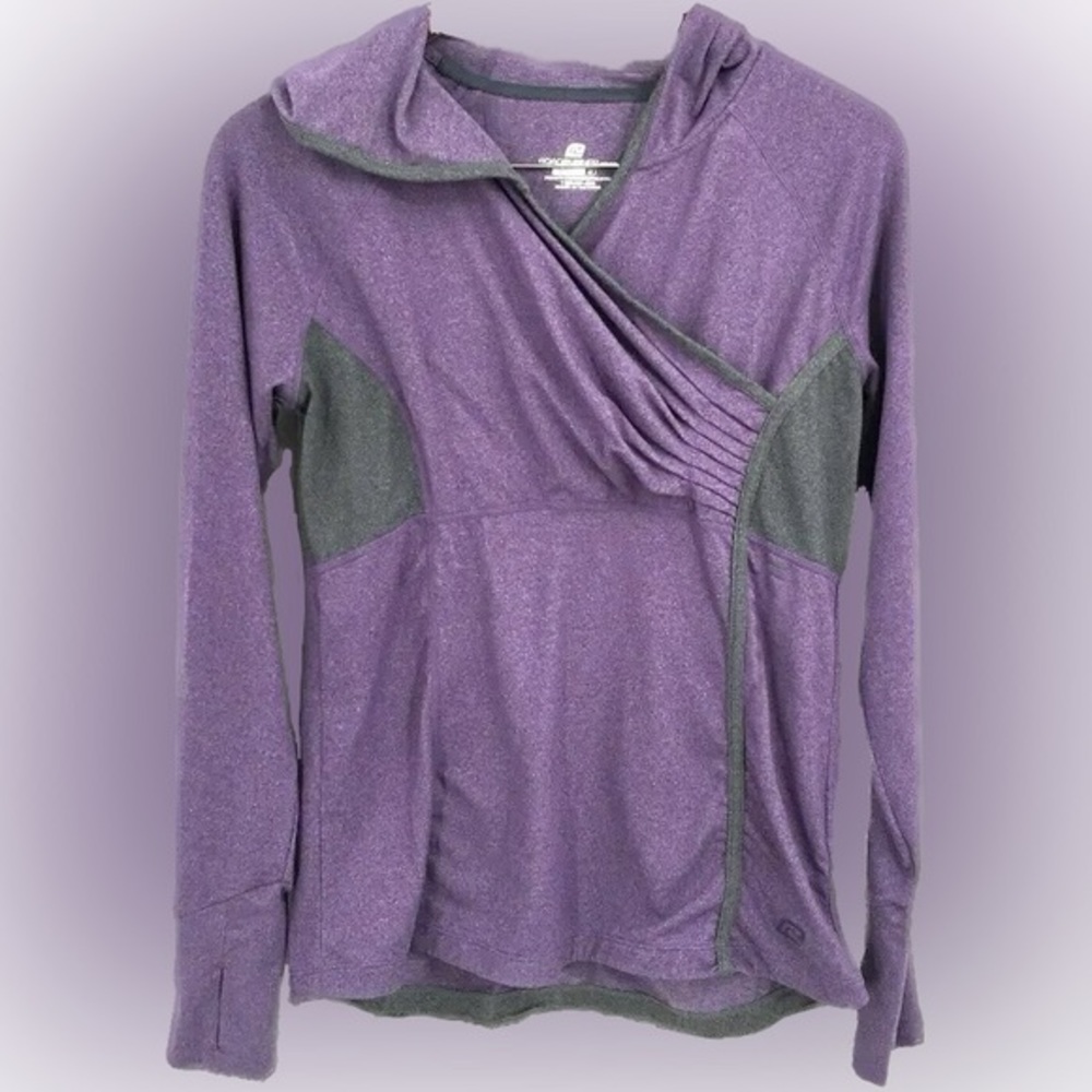ROAD RUNNER SPORTS Long-Sleeve Ponytail Hood Pullover Running Top Womens M EUC!
